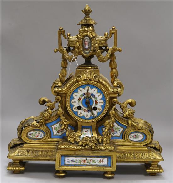 A French gilt metal mantel clock height 41cm width 37cm